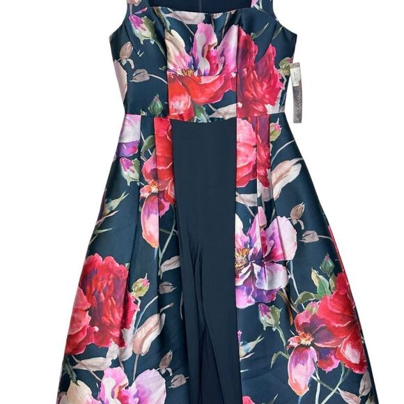 Kay Unger Navy Blue Floral Formal Walk Through Jumpsuit Gown| Size 6 - Picture 5 of 10